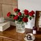 Spring Tabletop Decor – 48PCS Red Velvet Artificial Roses with Bendable Stems, Realistic Fake Flowers for Wedding Bouquets, Valentine’s Day, Mother’s Day, Baby Shower, Party, Home Centerpieces